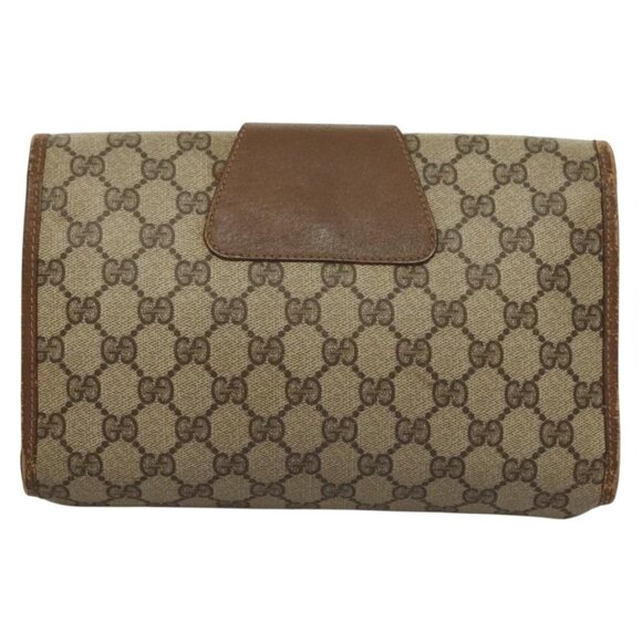 GUCCI GG Supreme Web Sherry Line Clutch Bag PVC Beige Gold 89 01 030 Auth BA4284 - Picture 3 of 16